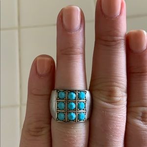 Silver and blue ring